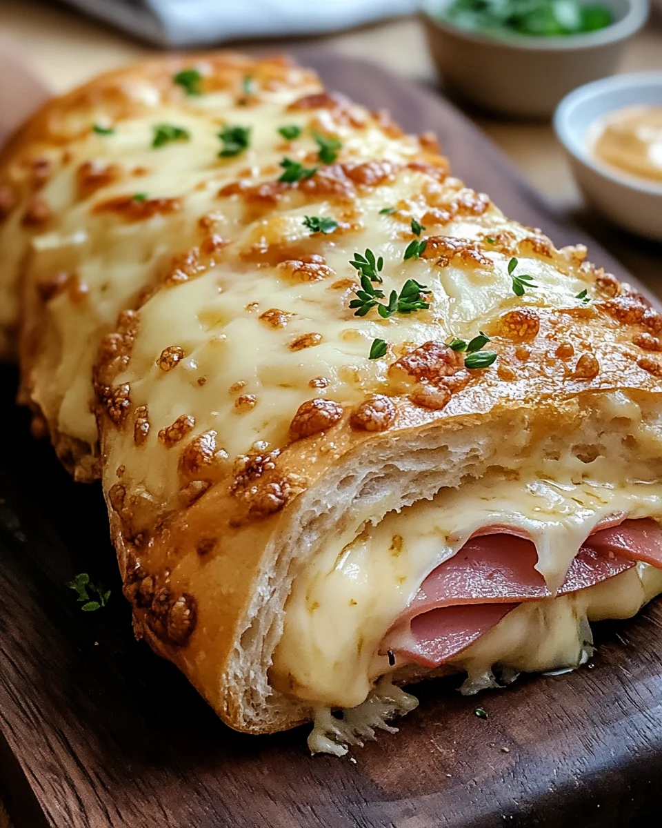 Handbrot mit Schinken und Käse