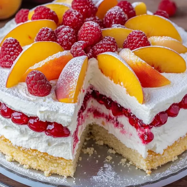Himbeer-Pfirsich-Torte
