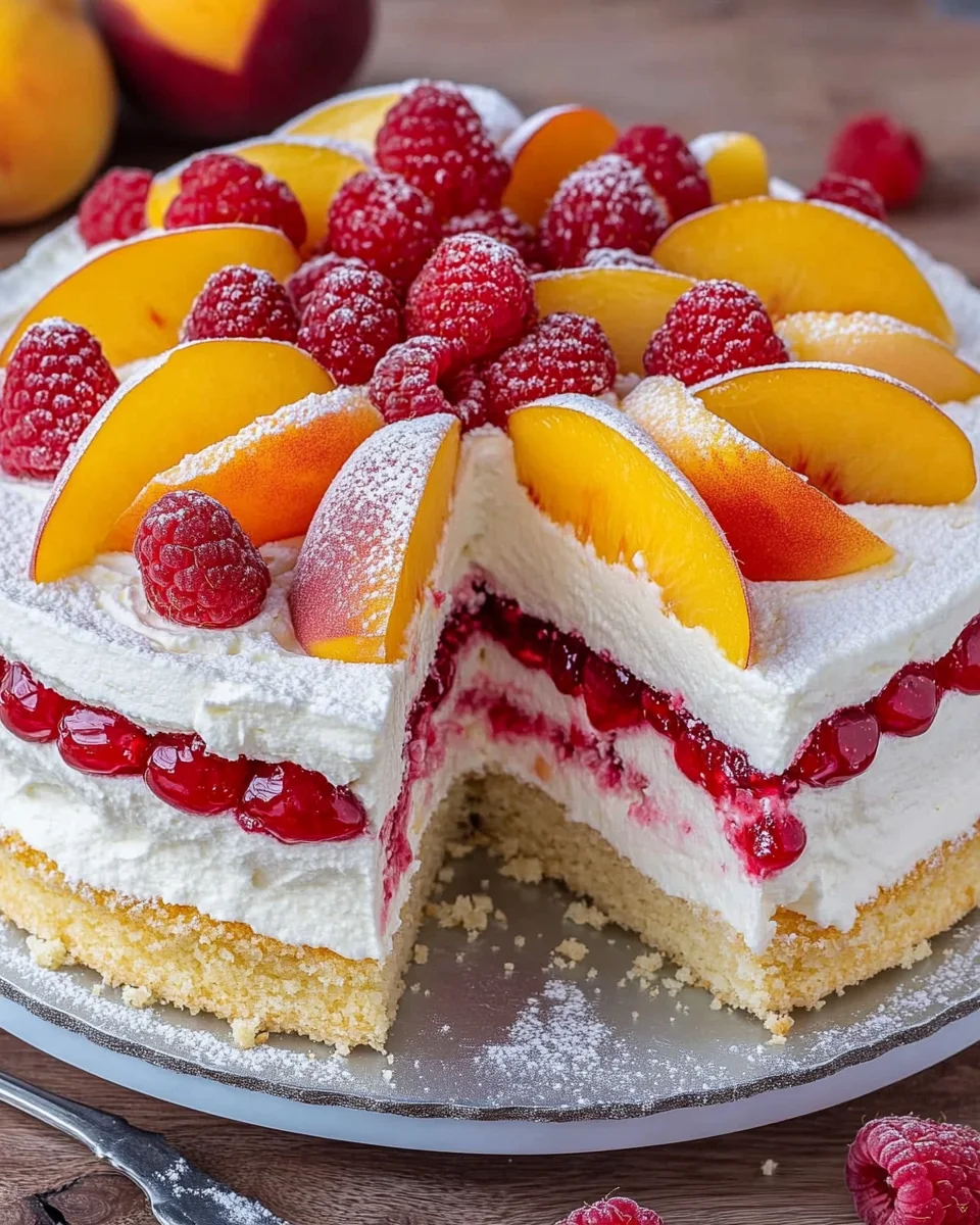 Himbeer-Pfirsich-Torte