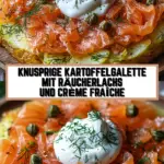 Knusprige Kartoffelgalette mit Räucherlachs und Crème Fraîche 20 Pinterest Hidden Image