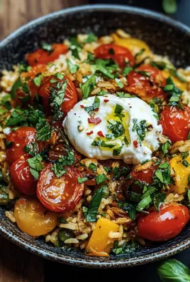 Mediterrane Reispfanne mit Burrata