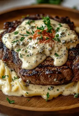 Pikantes Steak Gorgonzola Alfredo mit cremiger Parmesan-Soße 21 Pikantes Steak Gorgonzola Alfredo mit cremiger Parmesan-Soße