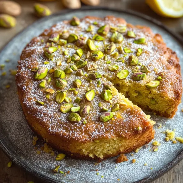 Pistazienkuchen mit Zitrone und Mandeln