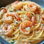 Spaghetti mit Garnelen in Frischk&auml;sesauce