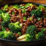 Teriyaki-Hackfleisch-Pfanne mit Brokkoli