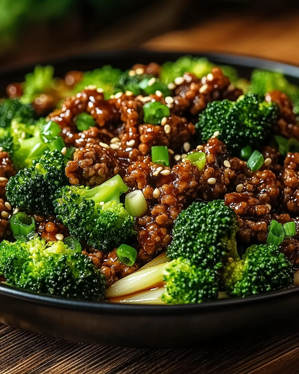 Teriyaki-Hackfleisch-Pfanne mit Brokkoli