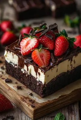 Brownie mit Mascarpone und Erdbeeren
