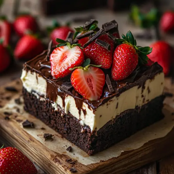 Brownie mit Mascarpone und Erdbeeren