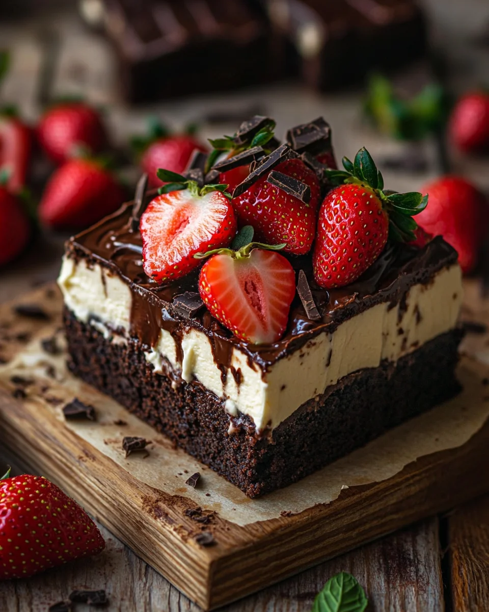 Brownie mit Mascarpone und Erdbeeren