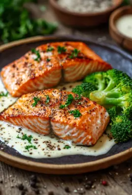 Gebratener Lachs und Brokkoli Alfredo