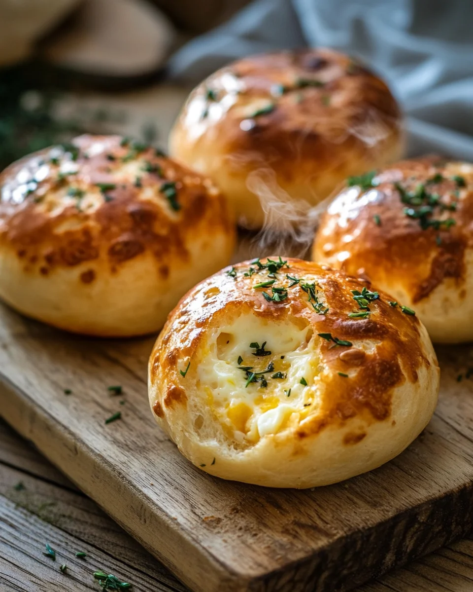 Gefüllte Frühstücksbrötchen mit Ei und Käse – im Ofen gebacken