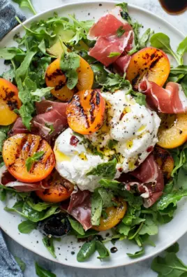Gegrillter Nektarinen-Burrata-Prosciutto-Salat