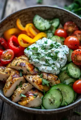 Griechische Hähnchen-Tzatziki-Bowl
