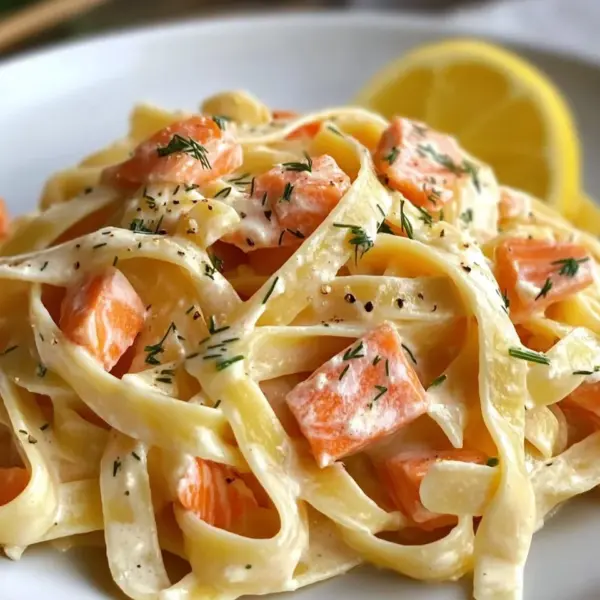 Pasta mit Lachs und Sahnesoße