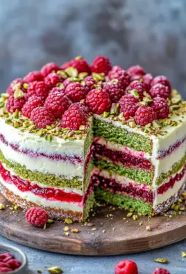 Pistazien-Himbeer-Torte mit Mascarpone-Creme