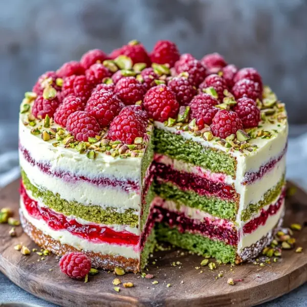 Pistazien-Himbeer-Torte mit Mascarpone-Creme