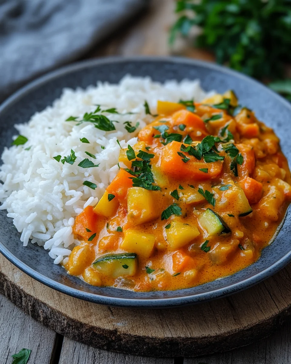 Reis mit Gem&uuml;se-Frischk&auml;se-Sauce