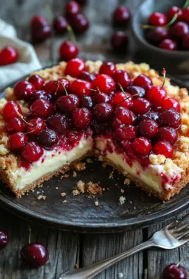 Saftiger Käsekuchen mit Kirschen und Streuseln